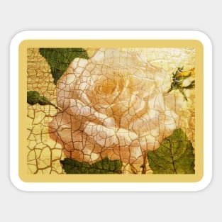 Abstract Cracked Yellow Rose Sticker